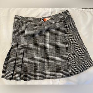 MSGM plaid mini pleated wrap skirt size XS black gray